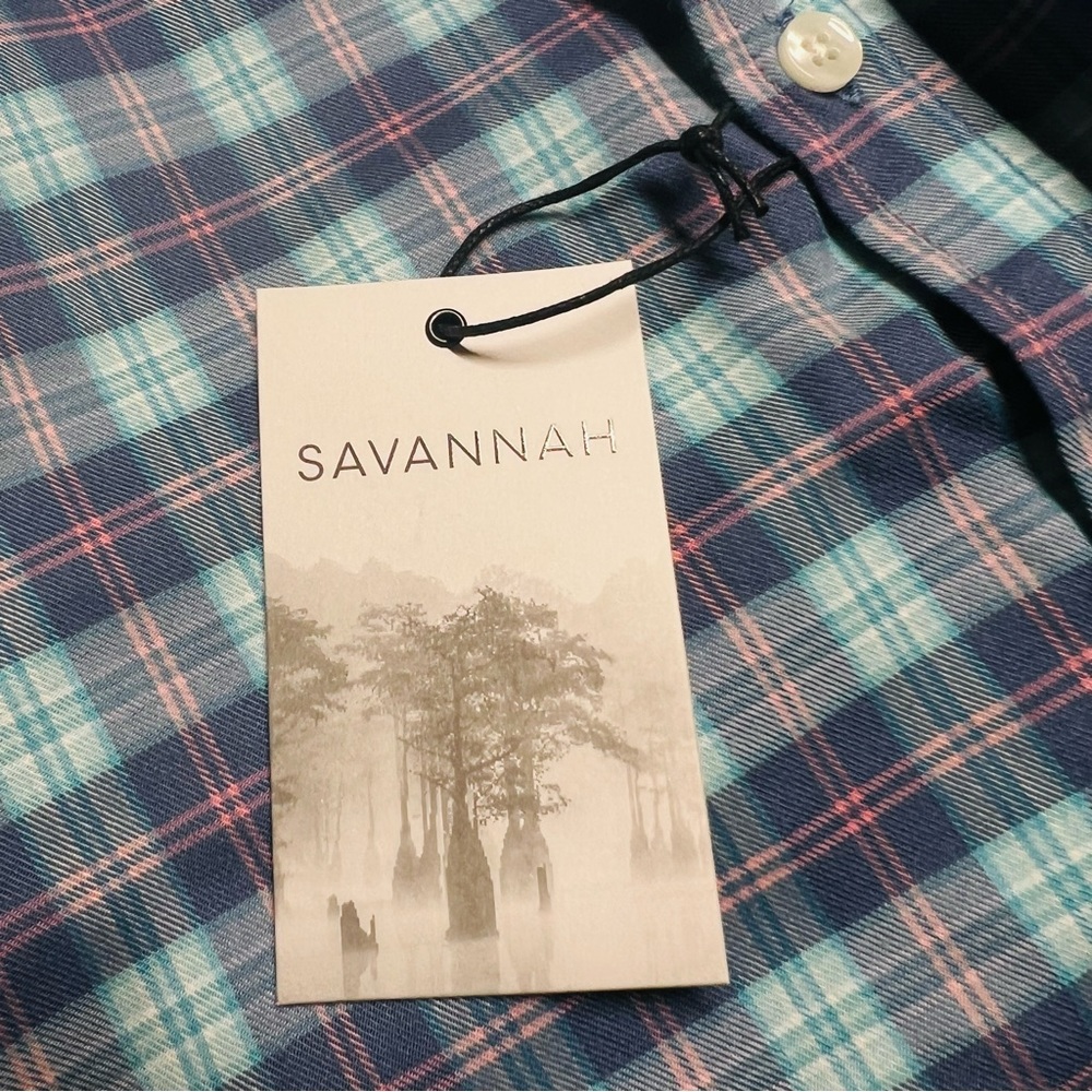 Savannah Button-Down Blue/Pink Plaid Tencel Blend Soft Shirt Men's Size XL - Picture 9 of 16